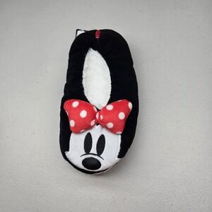 Disney Women Slippers M/L Black Polka Dot Minnie Mouse Bow Embroidered NWT